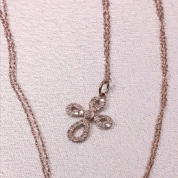 NEW 14kt Rose Gold and Diamond Cross Necklace - Picture 5 of 11